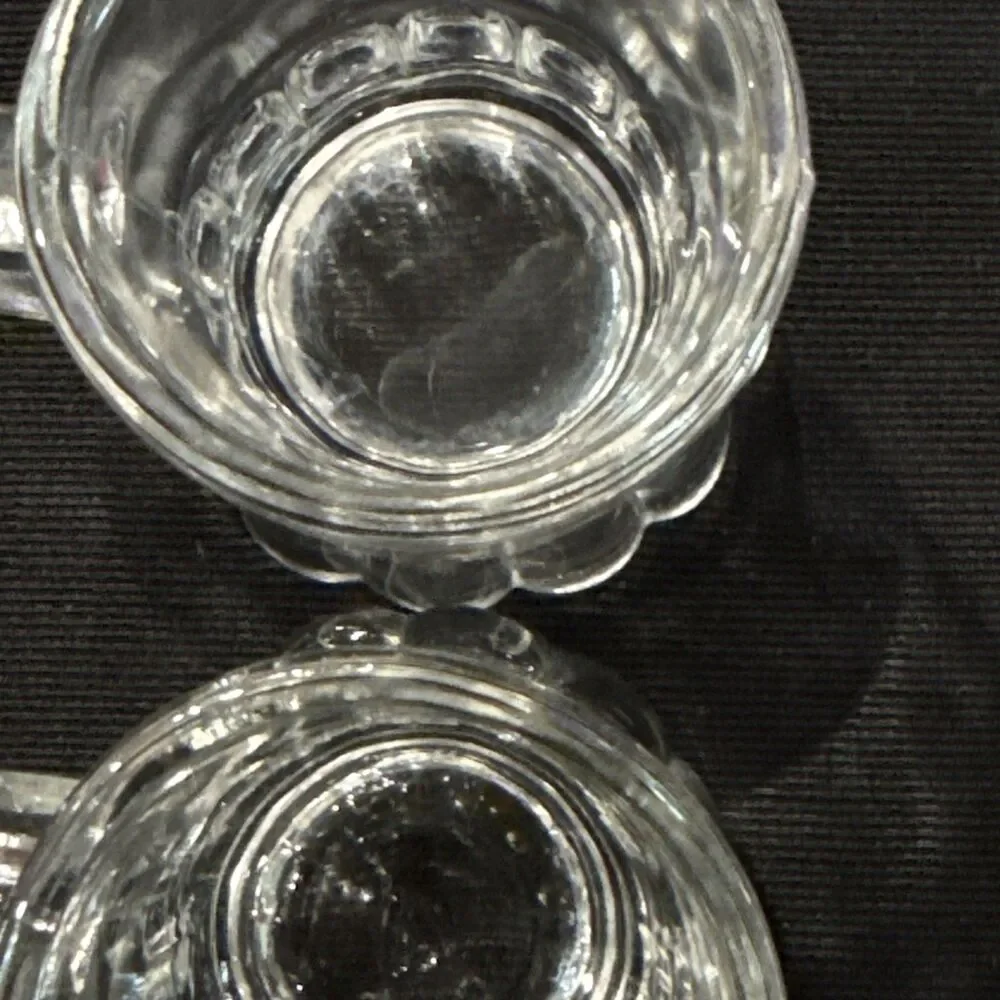 VTG Lot of 6 Federal Glass Mini Clear Beer Shot Glasses Mugs Toothpick Holders